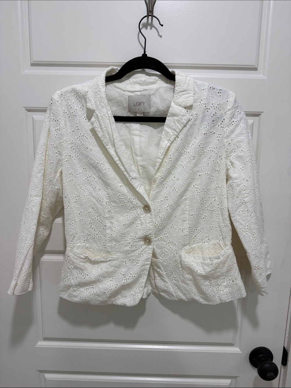 LOFT White Eyelet Tailored Blazer